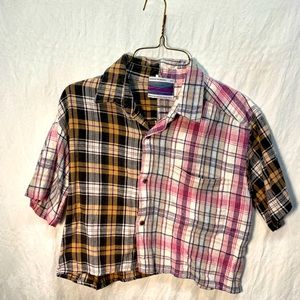 T shirt button up plaid shirt!